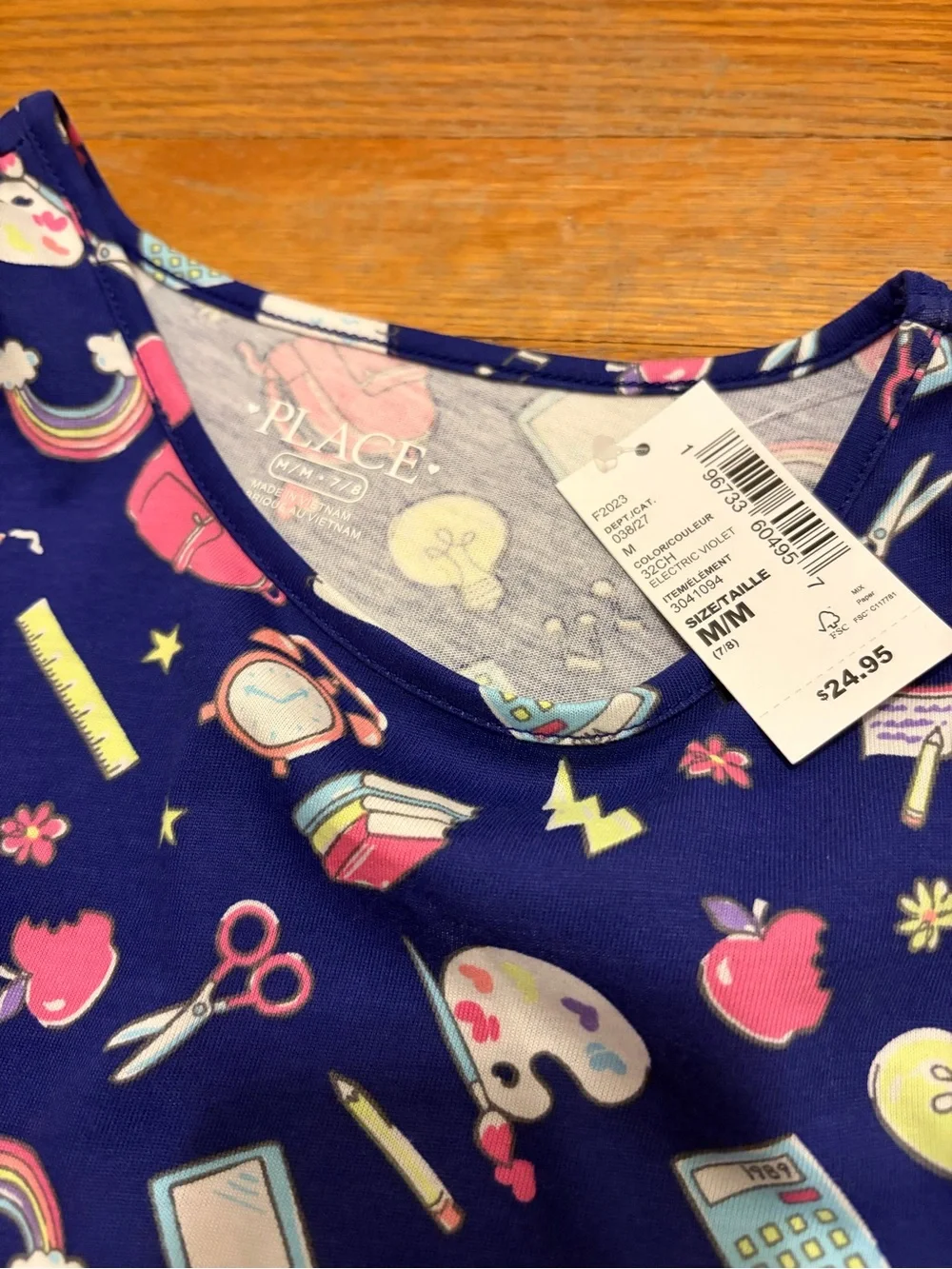 Gymboree Navy Dress with Pink and Yellow School Icons